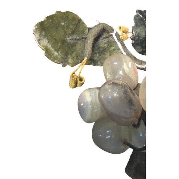 2 Vintage Alabaster & Glass Grape Cluster Decoration White Purple MCM - Picture 9 of 16